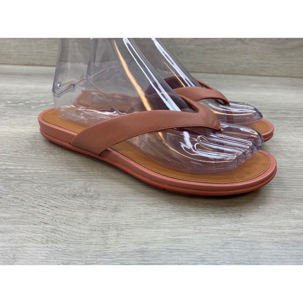 FitFlop Gracie Rose Pink Leather Thong Sandals Flip Flops Women's 7 Shoes